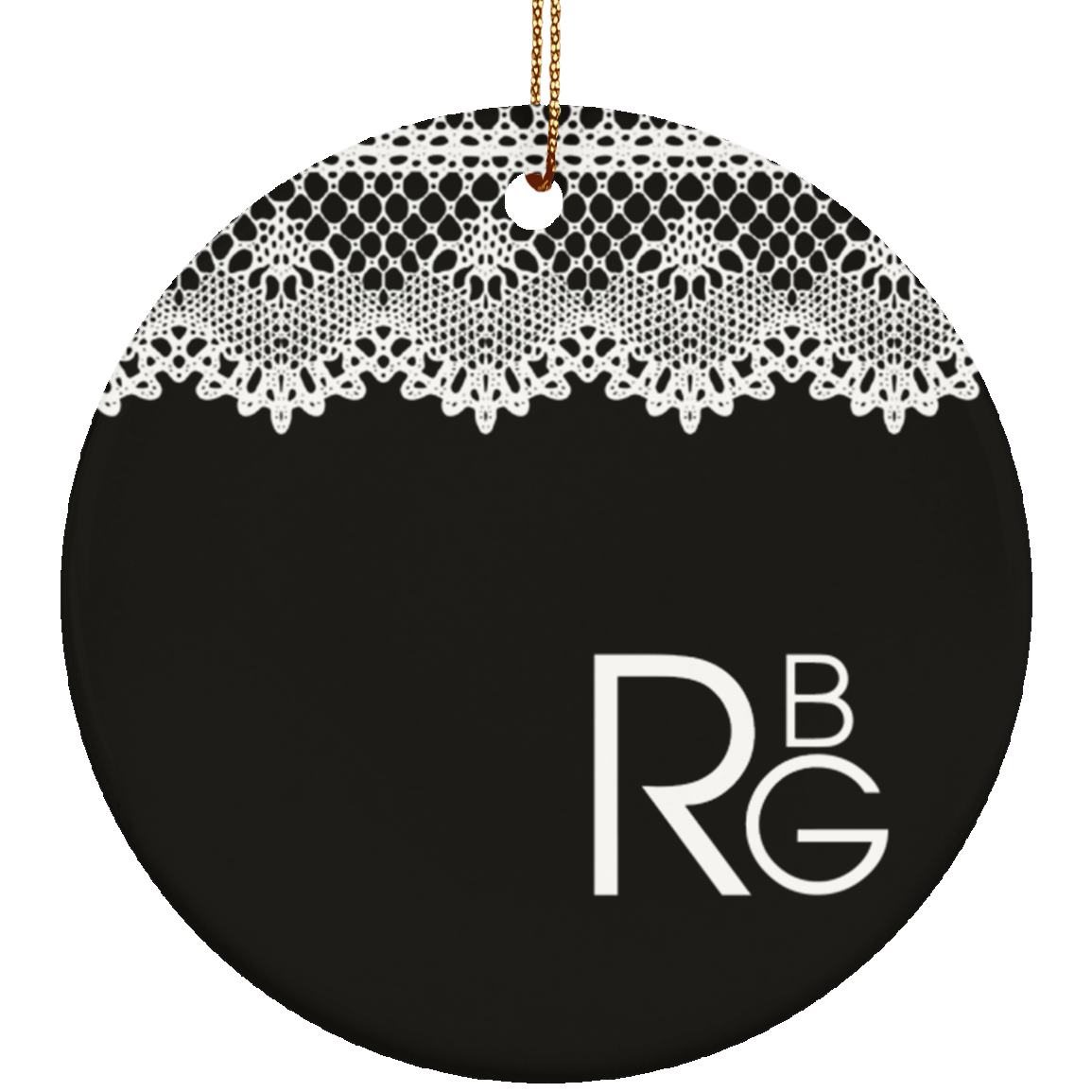 Notorious RBG White Lace Decorative Christmas Ornament - Holiday Flat Circle Porcelain Ceramic Ornament, Black, Circle Ornament Notorious RBG White Lace Decorative Christmas Ornament - Holiday Flat Circle Porcelain Ceramic Ornament, Black, Circle Ornament