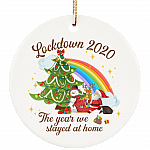 Lockdown 2020 The Year We Stayed At Home Funny Christmas Ornament Keepsake - Circle Porcelain Ceramic Ornament, White, Circle Ornament