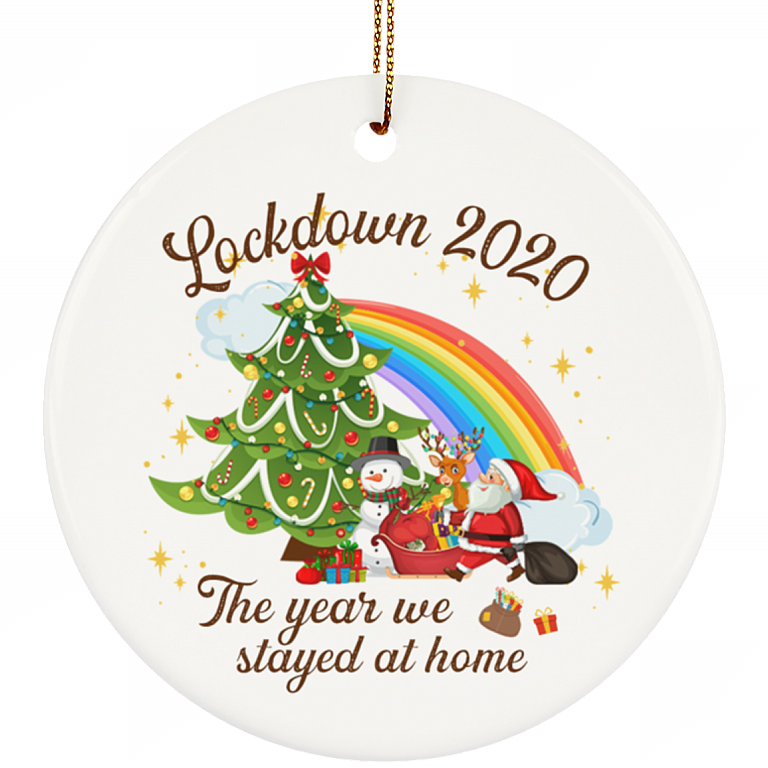 Lockdown 2020 The Year We Stayed At Home Funny Christmas Ornament Keepsake - Circle Porcelain Ceramic Ornament, White, Circle Ornament