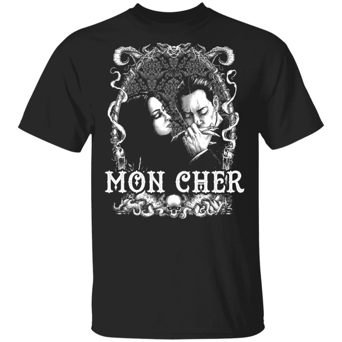 Cara Mia Addams Family Gomez And Morticia Shirt - My Beloved Couple Halloween Horror Movie Killers Shirt, Black, Unisex T-Shirt
