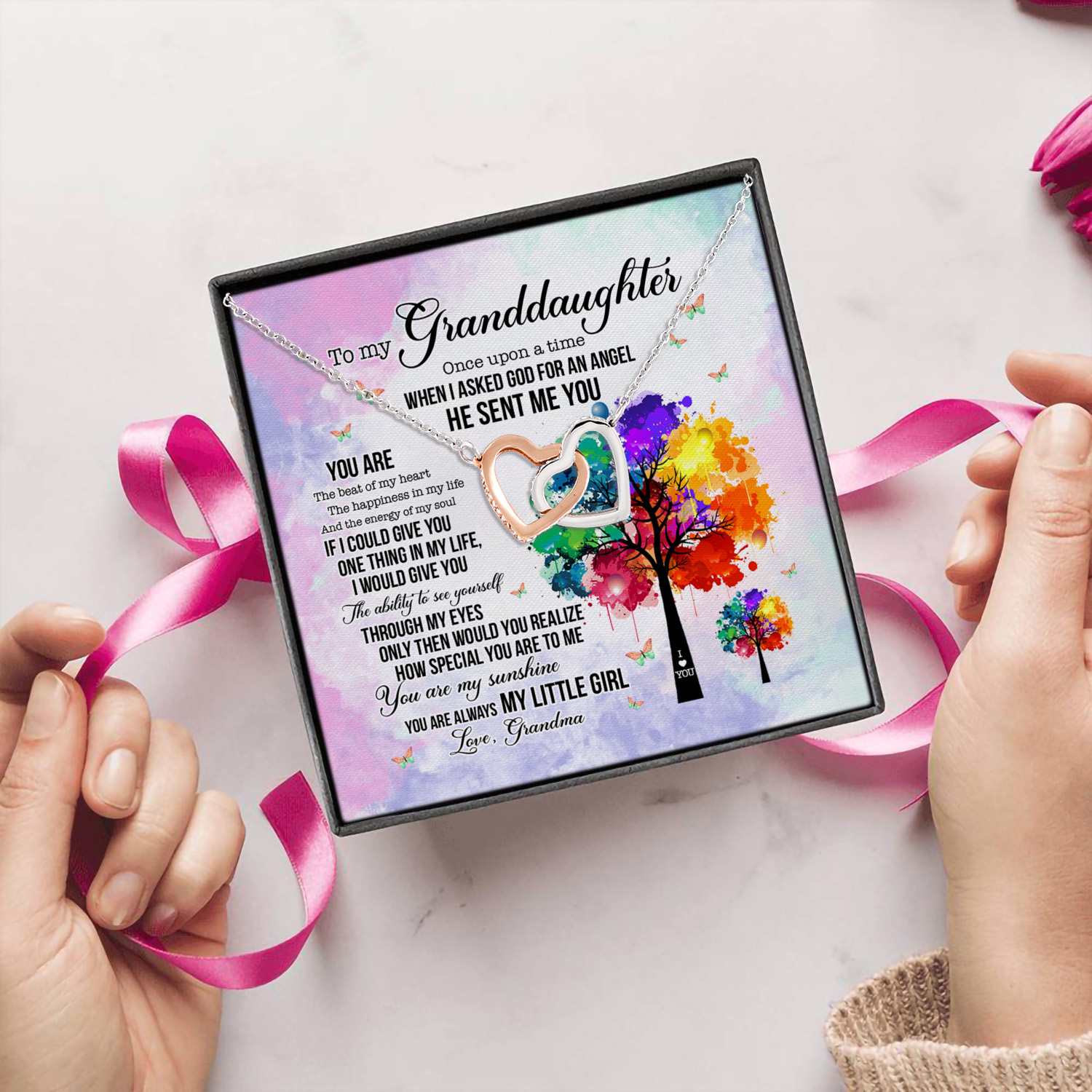 2. To My Granddaughter(7) Interlocking Hearts Necklace 5