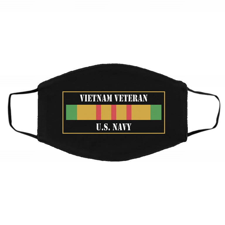 Vietnam Veteran U.S Navy Washable Reusable Custom - Printed Cloth Face Mask Cover, Black, Cloth Face Cover – Medium/Large