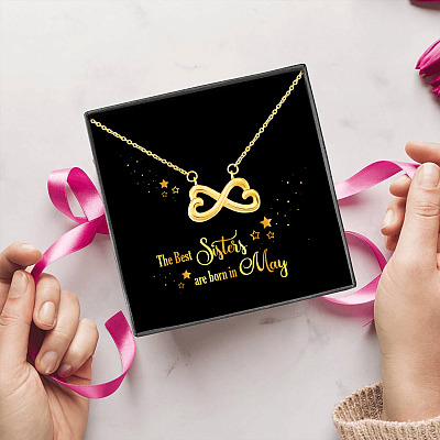 Alternative view of The Best Sisters Are Born In May Infinity Heart Pendant Necklace - Sister Birthday Gifts from Sister