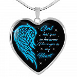 God Has You In His Arms I Have You In My Heart Heart Pendant Necklace - Loss of Loved One Necklace - Heart Luxury Necklace (Silver)