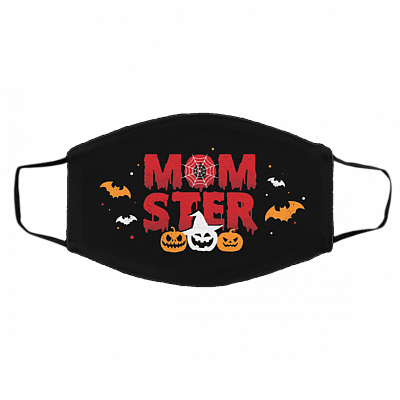 Momster Washable Reusable Custom – Printed Cloth Face Mask Cover - Funny Mom Mask, Black, Cloth Face Cover – Medium/Large