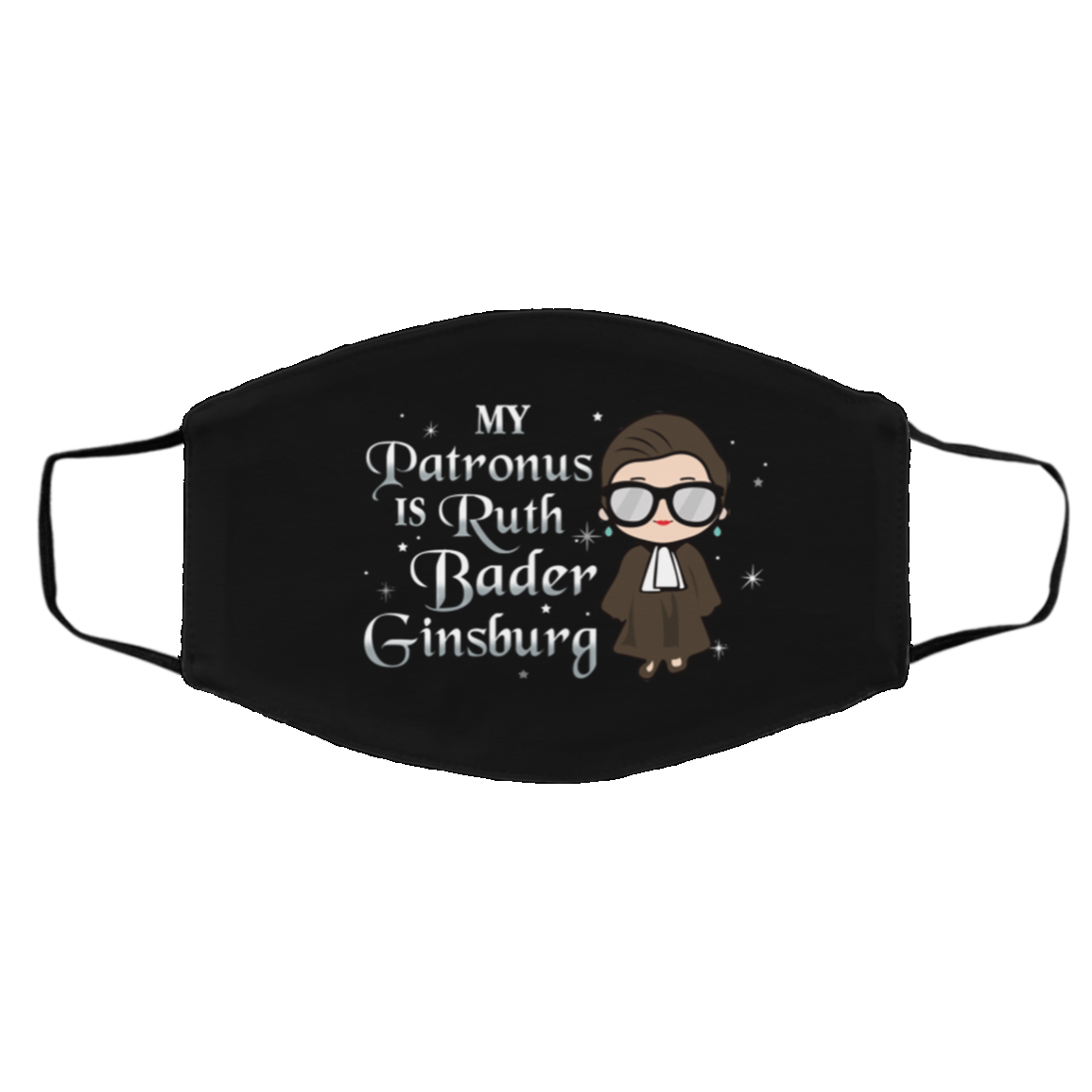 My Patronus Is Ruth Bader Ginsburg RBG Washable Reusable Custom - Printed Cloth Face Mask Cover, Black, Cloth Face Cover – Medium/Large