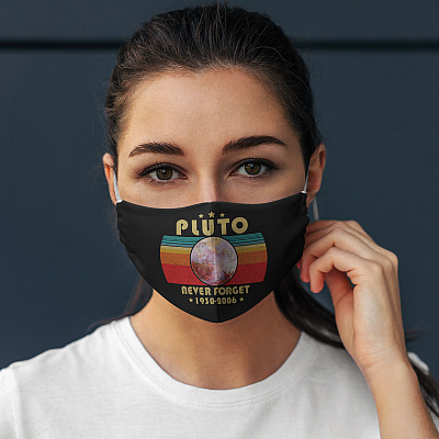 Alternative view of Pluto Never Forget 1930-2006 Retro Style Printed Cloth Face Mask Cover - Washable Reusable Custom