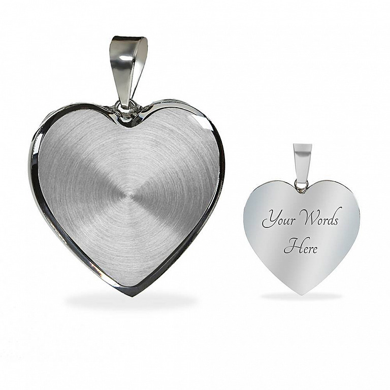 Custom Image Family and Your Love Heart Pendant Necklace - Heart Luxury Necklace (Silver)