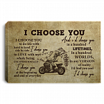 Couple Biker I Choose You To Do Life With Gallery Wrapped Framed Canvas Prints - Unframed Poster - Home Decor Wall Art, White, 0.75'' Framed Canvas