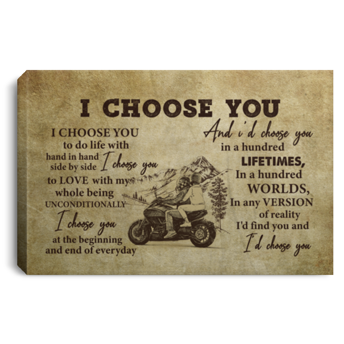 Couple Biker I Choose You To Do Life With Gallery Wrapped Framed Canvas Prints - Unframed Poster - Home Decor Wall Art, White, 0.75'' Framed Canvas Couple Biker I Choose You To Do Life With Gallery Wrapped Framed Canvas Prints - Unframed Poster - Home Decor Wall Art, White, 0.75'' Framed Canvas