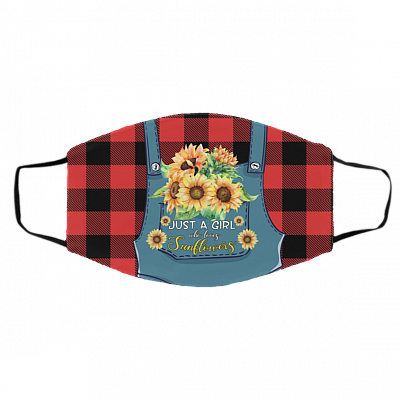 Just a Girl Who Loves Sunflowers - Sunflowers in Jumpsuit Pockets, White, Cloth Face Cover – Medium/Large