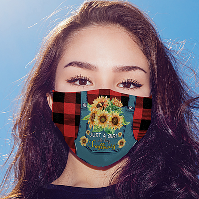 Alternative view of Just a Girl Who Loves Sunflowers - Sunflowers in Jumpsuit Pockets Washable Reusable Custom - Cloth Face Mask Cover