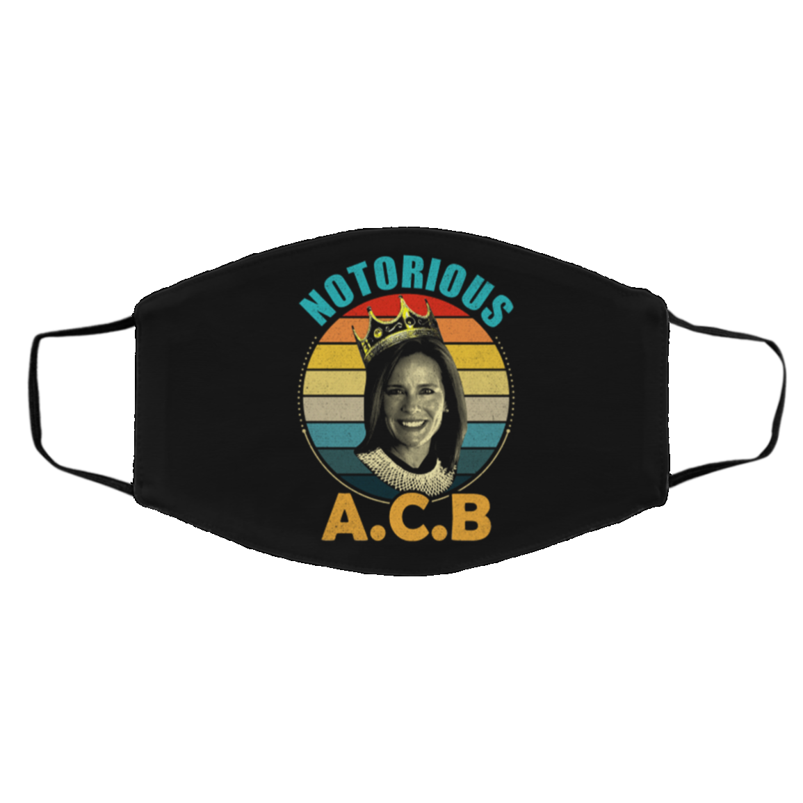 Notorious ACB Amy Coney Barrett US Supreme Court Feminism Washable Reusable Custom - Cloth Face Mask Cover, Black, Cloth Face Cover – Medium/Large