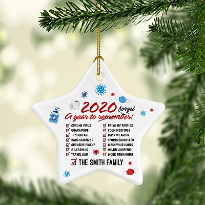 Alternative view of Personalized 2020 A Year To Forget Quarantine Christmas Ornament Keepsake - Pandemic Star Ceramic Ornament
