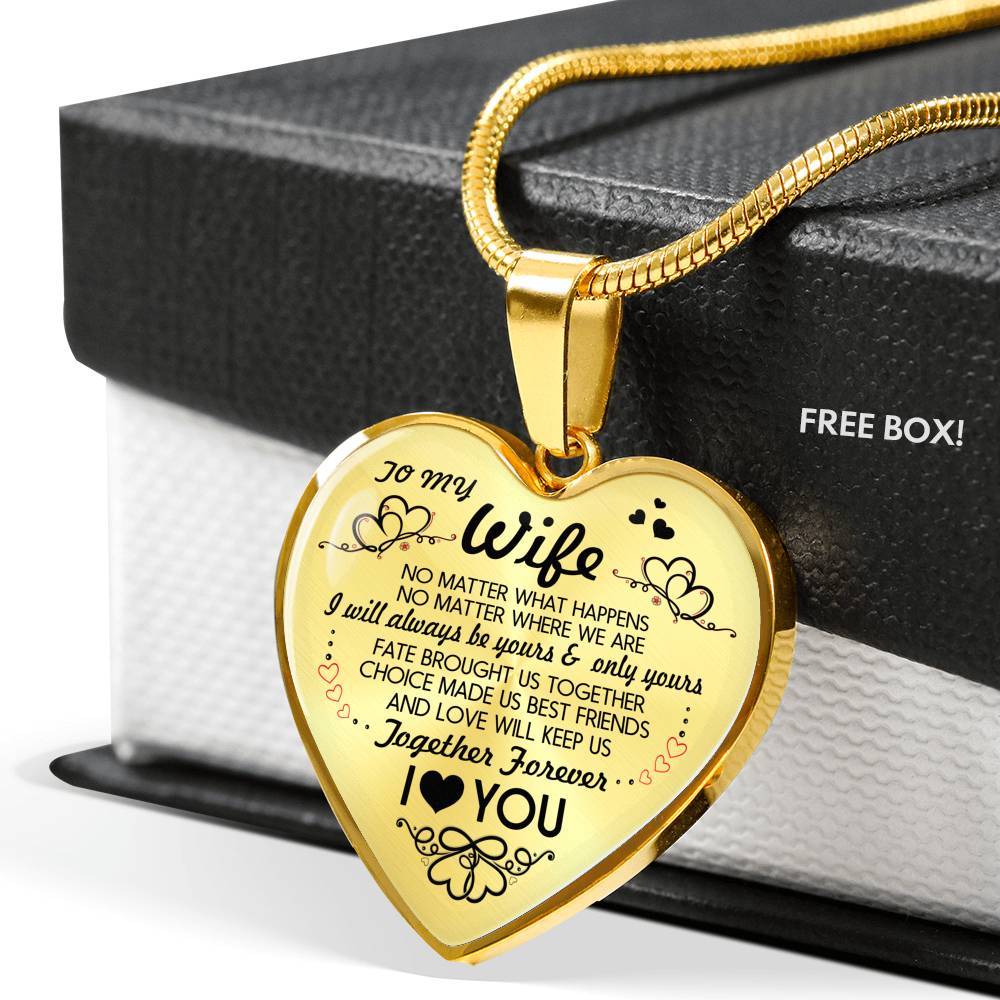Husband To My Wife No Matter What Happens No Matter Where We Are Heart Pendant Necklace - To My Wife Necklace - Heart Luxury Necklace (Gold Plated) Husband To My Wife No Matter What Happens No Matter Where We Are Heart Pendant Necklace - To My Wife Necklace - Heart Luxury Necklace (Gold Plated)