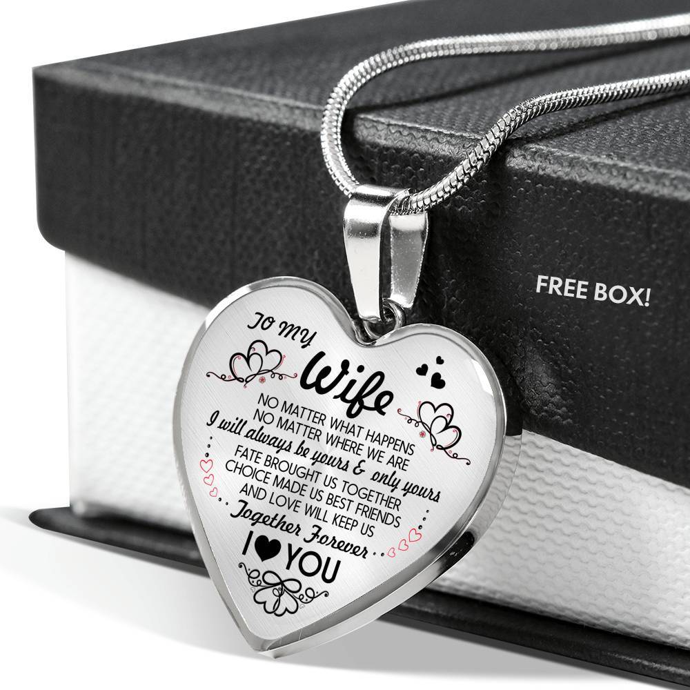 Husband To My Wife No Matter What Happens No Matter Where We Are Heart Pendant Necklace - To My Wife Necklace - Heart Luxury Necklace (Silver) Husband To My Wife No Matter What Happens No Matter Where We Are Heart Pendant Necklace - To My Wife Necklace - Heart Luxury Necklace (Silver)