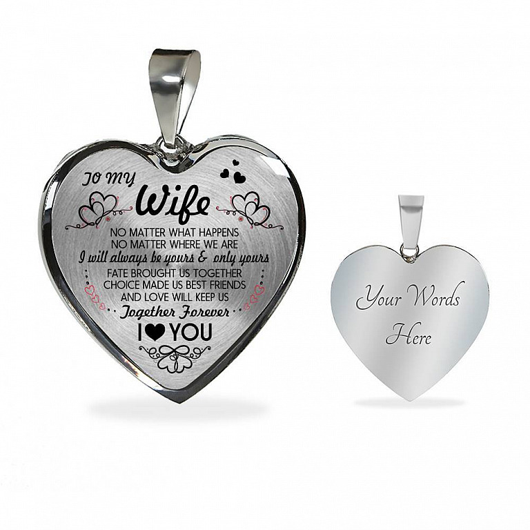 Husband To My Wife No Matter What Happens No Matter Where We Are Heart Pendant Necklace - To My Wife Necklace - Heart Luxury Necklace (Silver)