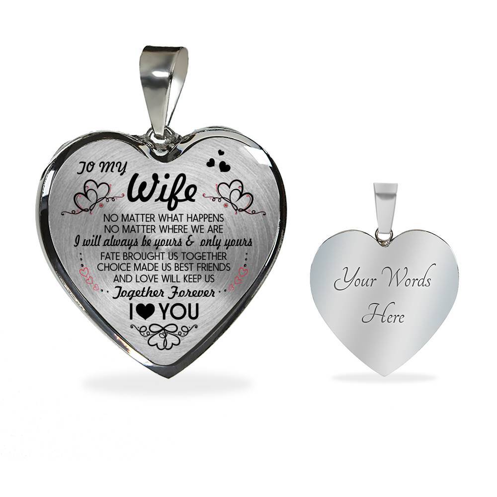 Husband To My Wife No Matter What Happens No Matter Where We Are Heart Pendant Necklace - To My Wife Necklace - Heart Luxury Necklace (Silver) Husband To My Wife No Matter What Happens No Matter Where We Are Heart Pendant Necklace - To My Wife Necklace - Heart Luxury Necklace (Silver)
