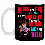 Personalized Naughty Thoughts Involve Me and You Coffee Mug - Beer Stein -Water Bottle - Color Changing Mug, Black, 11 oz. White Mug