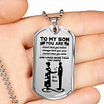 Mom To My Son You Are Braver Than You Believe Stronger Than You Seem Dog Tag Pendant Necklace - Dog Tag (Silver)