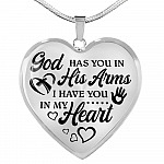 God Has You In His Arm I Have You In My Heart Heart Pendant Necklace - Heart Luxury Necklace (Silver)