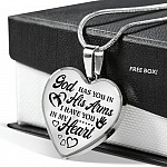 God Has You In His Arm I Have You In My Heart Heart Pendant Necklace - Heart Luxury Necklace (Silver)