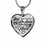 God Has You In His Arm I Have You In My Heart Heart Pendant Necklace - Heart Luxury Necklace (Silver)