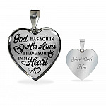God Has You In His Arm I Have You In My Heart Heart Pendant Necklace - Heart Luxury Necklace (Silver)