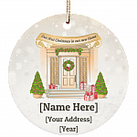 Our First Christmas In Our New Home Personalized Newlywed Couple Christmas Circle Ornament Housewarming Gift, White, Circle Ornament