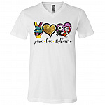 Peace Love Nightmare Before Christmas My Only Love Jack And Sally Halloween T-shirt - V-neck, White, V-Neck T-Shirt