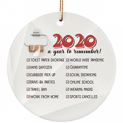 Christmas 2020 Highlights A Year To Remember Quarantine Pandemic Christmas 2020 Circle Ornament Keepsake, White, Circle Ornament