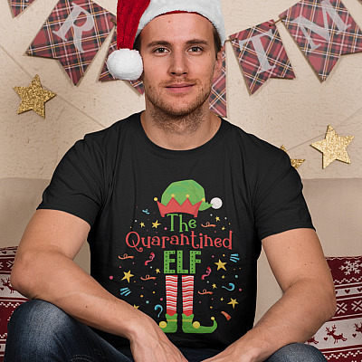 Alternative view of The Quarantined ELF 2020 Christmas Quarantine T-shirt - V-neck - Christmas Movie Matching Family Gift Shirt