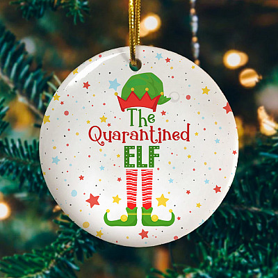 Alternative view of The Quarantined ELF 2020 Christmas Quarantine Christmas Movie Ornament Keepsake - Holiday Flat Circle Ornament