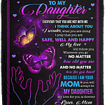 To My Daughter Everyday That You Are Not with Me I Think About You from Mom Fleece Blanket - Premium Sherpa Blanket, White, Cozy Plush Fleece Blanket - 50x60