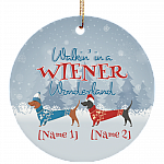 Personalized Walking In A Wiener Wonderland Dachshund Christmas Ornament Keepsake - Circle Ceramic Ornament, White, Circle Ornament Personalized Walking In A Wiener Wonderland Dachshund Christmas Ornament Keepsake - Circle Ceramic Ornament, White, Circle Ornament
