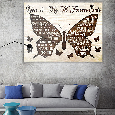 Alternative view of Butterfly You And Me Til Forever Ends Wrapped Framed Canvas Prints - Unframed Poster - Home Decor Wall Art