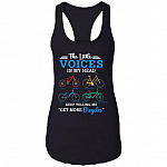 The Little Voices In My Head Keep Telling Me Get More Bicycles Cotton Tank Top Tee - Ladies Racerback Tank, Black, Ladies Racerback Tank