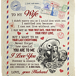 To My Wife I Didn’t Marry You My Only Love Jack And Sally Mail Letter Fleece Blanket - Premium Sherpa Blanket, White, Cozy Plush Fleece Blanket - 50x60