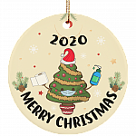 Merry Christmas Tree Mask Holiday Keepsake - Circle Porcelain Ceramic Ornament - Decoration Gift, White, Circle Ornament Merry Christmas Tree Mask Holiday Keepsake - Circle Porcelain Ceramic Ornament - Decoration Gift, White, Circle Ornament