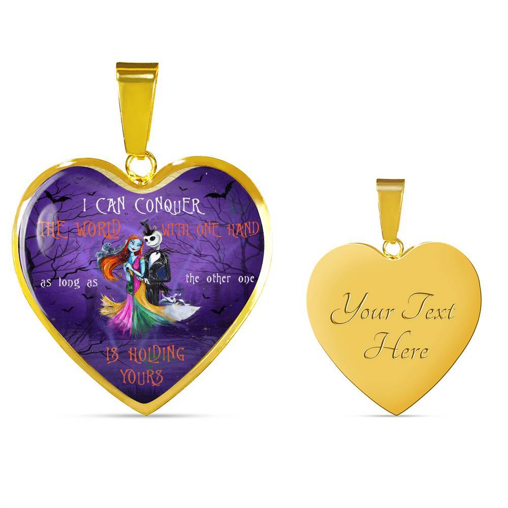 Nightmare Before I Can Conquer the World with One Hand Heart Pendant Necklace - Heart Luxury Necklace (Gold Plated)