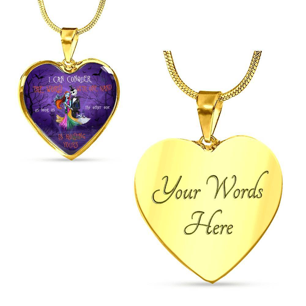 Nightmare Before I Can Conquer the World with One Hand Heart Pendant Necklace - Heart Luxury Necklace (Gold Plated)
