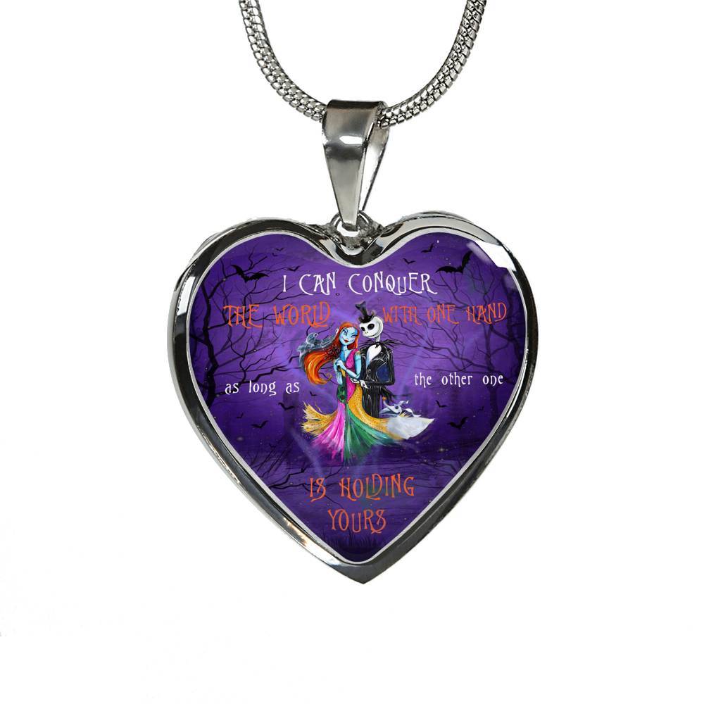Nightmare Before I Can Conquer the World with One Hand Heart Pendant Necklace - Heart Luxury Necklace (Silver)