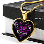I Am His Eyes I Am His Voice He Is My Wings I Am His Wife He Is My Guardian Angel Butterfly Heart Pendant Necklace - Heart Luxury Necklace (Gold Plated)