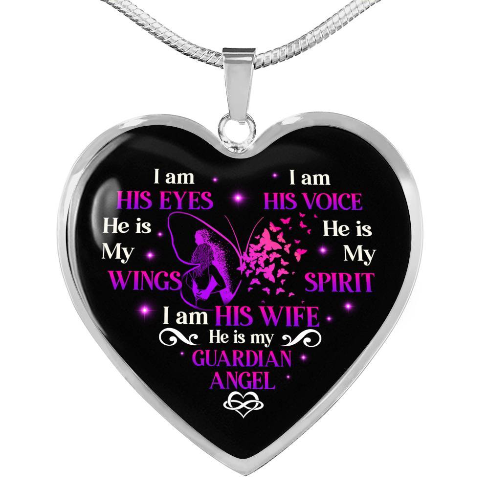 I Am His Eyes I Am His Voice He Is My Wings I Am His Wife He Is My Guardian Angel Butterfly Heart Pendant Necklace - Heart Luxury Necklace (Silver) I Am His Eyes I Am His Voice He Is My Wings I Am His Wife He Is My Guardian Angel Butterfly Heart Pendant Necklace - Heart Luxury Necklace (Silver)