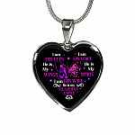 I Am His Eyes I Am His Voice He Is My Wings I Am His Wife He Is My Guardian Angel Butterfly Heart Pendant Necklace - Heart Luxury Necklace (Silver)