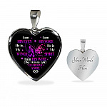 I Am His Eyes I Am His Voice He Is My Wings I Am His Wife He Is My Guardian Angel Butterfly Heart Pendant Necklace - Heart Luxury Necklace (Silver)