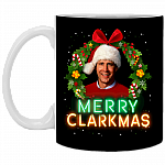 Merry Clarkmas Mug - Christmas Vacation Ceramic Coffee Mug - Beer Stein - Water Bottle - Funny Movies Mug, Black, 11 oz. White Mug