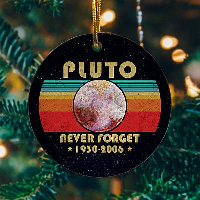 Alternative view of Pluto Never Forget 1930-2006 Retro Style Christmas Ornament Keepsake - Circle  Ornament