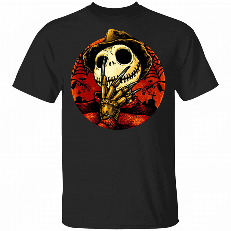 Freddy Skellington T-shirt - Freddy Kruger Jack Skellington Shirt - Halloween Horror Movie Character Shirt, Black, Unisex T-Shirt
