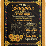 To My Daughter Sunflower Whenever You Feel Overwhelmed Remember From Mom Fleece Blanket - Sherpa Blanket, White, Cozy Plush Fleece Blanket - 50x60